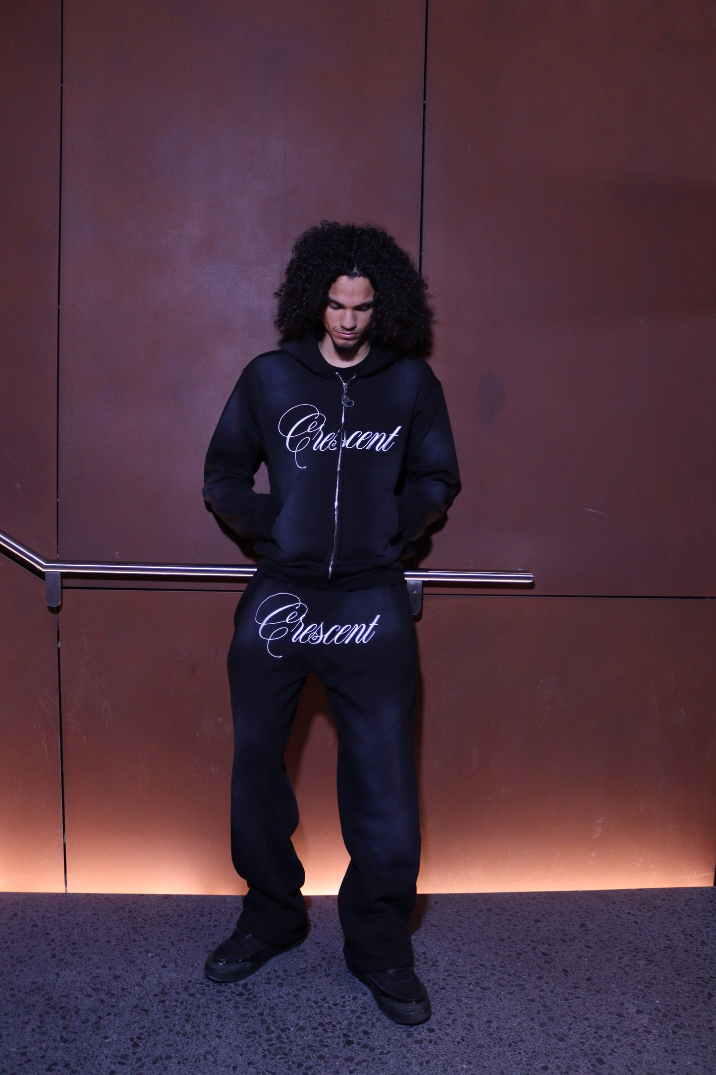 Black Sun-faded "Crescent" Tracksuit
