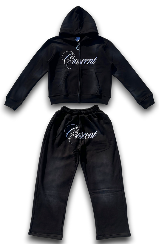 Black Sun-faded "Crescent" Tracksuit (PRE-ORDER)